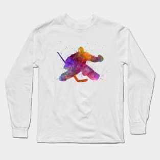 Hockey goalkeeper in watercolor Long Sleeve T-Shirt